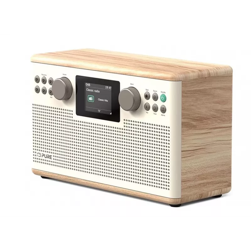 PURE ACOUSTICS Pure Classic H6 rádio digital, DAB+/FM/rádio Internet, Bluetooth, Cotton White/carvalho (UE/Reino Unido)