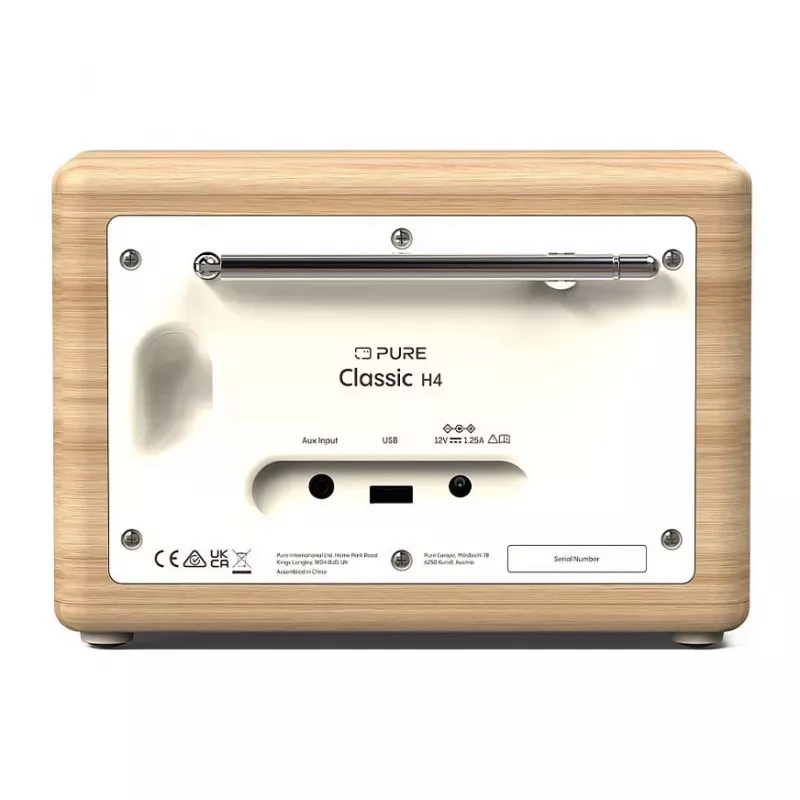 Rádio digital Pure Classic H4 DAB/DAB+/FM com Bluetooth, Cotton White/carvalho
