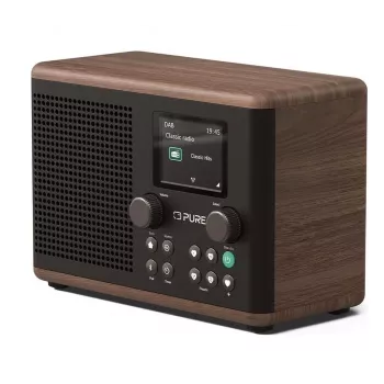Rádio Pure Classic H4 DAB+ FM com Bluetooth 5.3, Coffee Black/Walnut, 10W