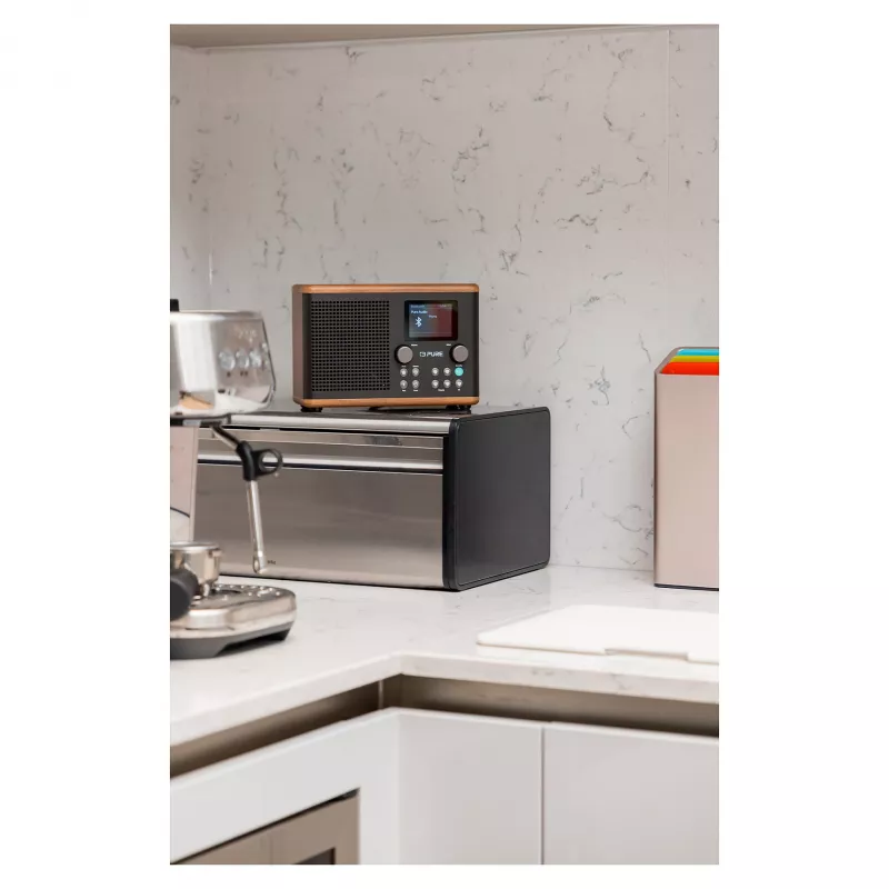 Rádio Pure Classic H4 DAB+ FM com Bluetooth 5.3, Coffee Black/Walnut, 10W