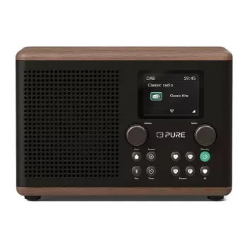 Rádio Pure Classic H4 DAB+ FM com Bluetooth 5.3, Coffee Black/Walnut, 10W