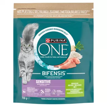 Ração seca Purina ONE Sensitive Peru & Arroz para gatos 750g