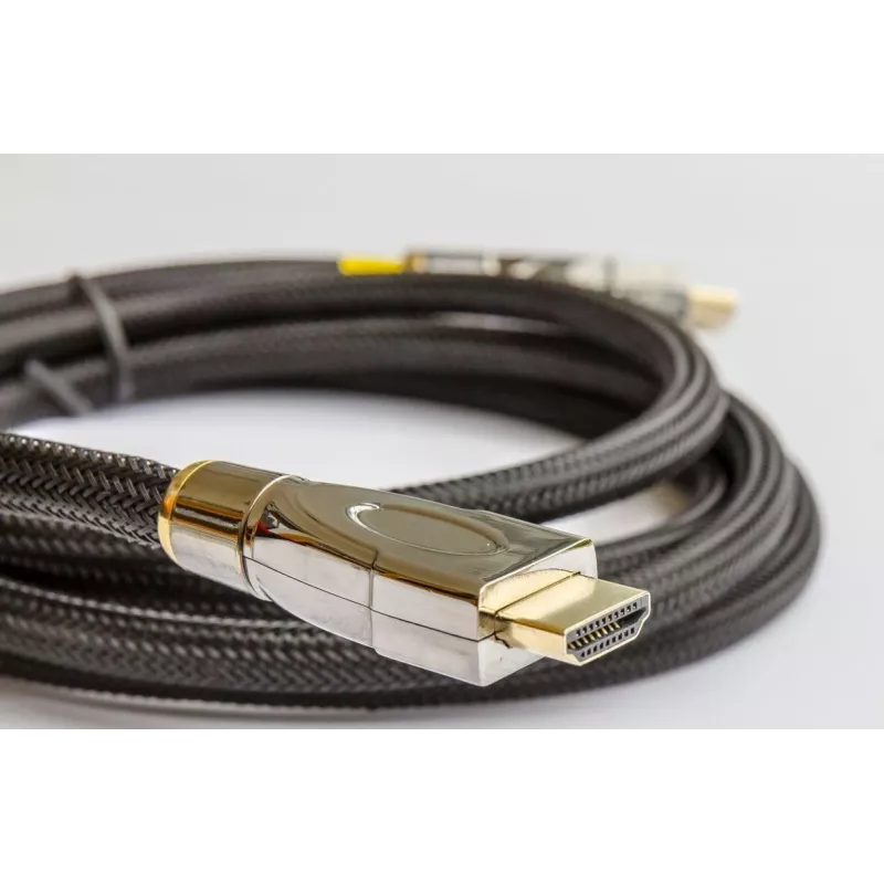 PYTHON GC-M0022 Cabo HDMI ativo High-Speed de 20m com Ethernet, 4K2K/UHD, chip Redmere, contactos banhados a ouro, OFC, trança de nylon, Preto