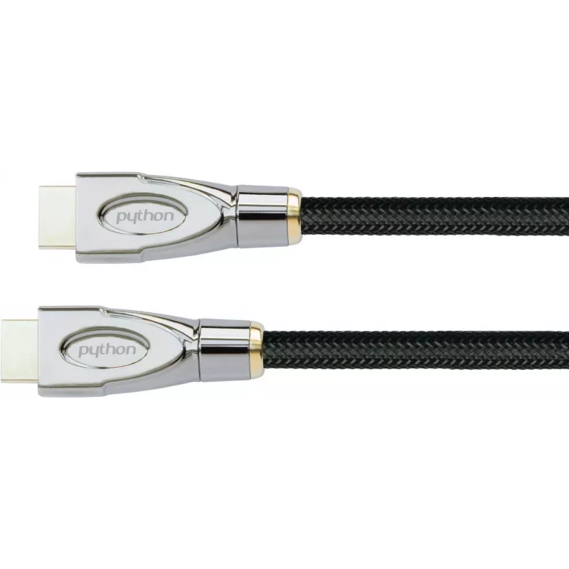 PYTHON GC-M0022 Cabo HDMI ativo High-Speed de 20m com Ethernet, 4K2K/UHD, chip Redmere, contactos banhados a ouro, OFC, trança de nylon, Preto