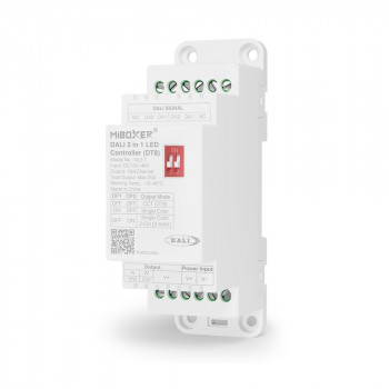 MiBoxer DL2-T controlador LED DALI-2-DT8-LE, 3 modos, calha DIN, 12–48 V DC