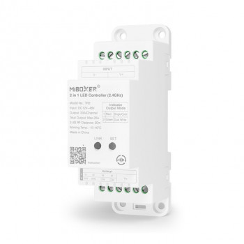 MiBoxer TR2 controlador LED 2 em 1, calha DIN, 12–48 V DC, 20 A