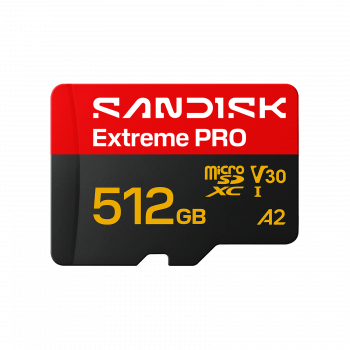 SanDisk Extreme PRO microSDXC 512 GB UHS-I A2 V30, até 250/170 MB/s, SDSQXCJ-512G-GS6MA