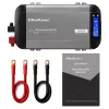 Qoltec Inversor de onda sinusoidal pura 12V para 230V 1000W/2000W com LCD, USB, USB-C, compatível com LiFePO4/GEL/AGM