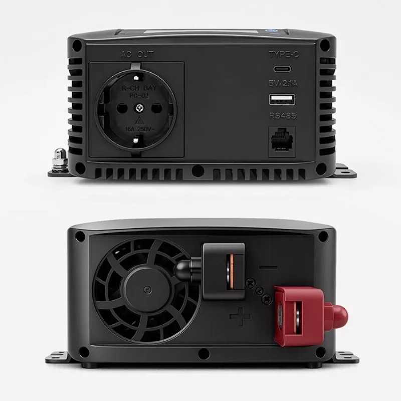 Qoltec Inversor de onda sinusoidal pura 12V para 230V 1000W/2000W com LCD, USB, USB-C, compatível com LiFePO4/GEL/AGM