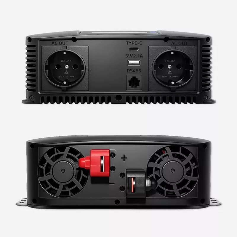 Qoltec Inversor de onda sinusoidal pura 12V para 230V 1500W/3000W com LCD USB USB-C para LiFePO4 GEL AGM