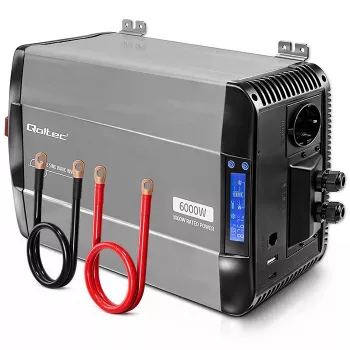 Qoltec Inversor de onda sinusoidal pura 12V para 230V 3000W/6000W com LCD, USB, USB-C, compatível com LiFePO4/GEL/AGM
