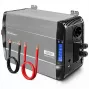 Qoltec Inversor de onda sinusoidal pura 12V para 230V 3000W/6000W com LCD, USB, USB-C, compatível com LiFePO4/GEL/AGM