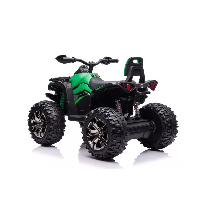 Quad elétrico de montar QLS-3288 com encosto, luzes LED, MP3, verde