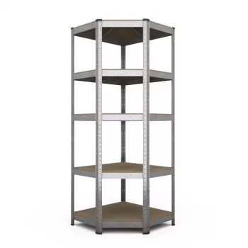 Estante RACK BUDGET RANGULAR 180X90X45CM - 5 prateleiras, cinzento, montagem por encaixe