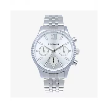 RADIANT MAN RA629701 relógio analógico de quartzo 44,5mm aço inoxidável mostrador preto bracelete de malha milanesa prateada