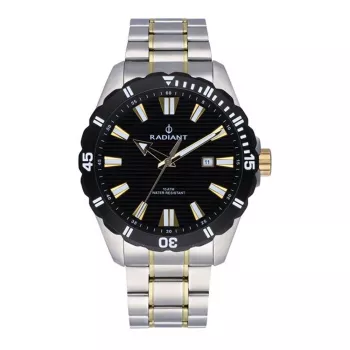 RADIANT relógio analógico de quartzo para homem RA602202 45mm aço inoxidável mostrador preto bracelete de malha