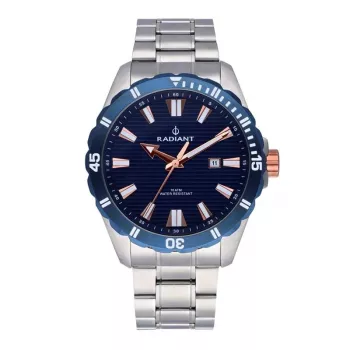 RADIANT relógio de pulso analógico de quartzo para homem RA602201 45mm bracelete de malha milanesa em aço inoxidável mostrador preto