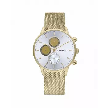 Relógio de homem RADIANT quartzo analógico RA601703 41mm caixa em aço inoxidável bracelete em pele preta