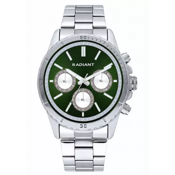 Relógio de homem RADIANT RA640702 – 44 mm aço inoxidável, quartzo, mostrador preto, bracelete prateada