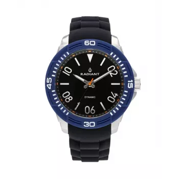 RADIANT relógio para homem RA503602 (46mm) – mostrador preto, bracelete de couro sintético preta, analógico de quartzo