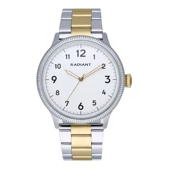 RADIANT Relógio de homem RA627204 42 mm caixa de aço inoxidável bracelete de pele preta analógico de quartzo