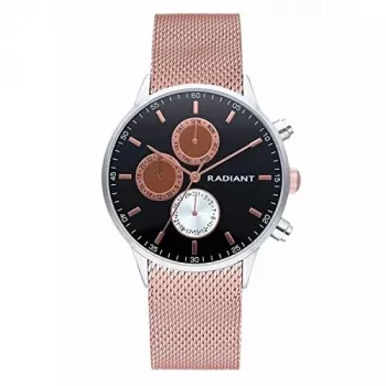 RADIANT New Man Relógio de homem Analógico Quartzo RA601704 41mm Mostrador preto Pulseira de malha de aço inoxidável