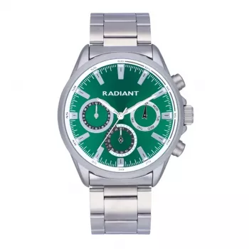 RADIANT RA589702 Relógio de quartzo analógico para homem 44mm aço inoxidável prateado preto