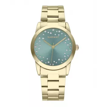 Relógio de mulher RADIANT quartzo analógico RA606204 - caixa de aço inoxidável 36 mm, mostrador branco, bracelete de pele preta