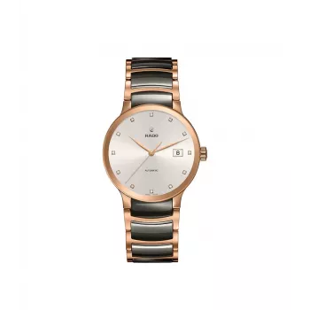 Relógio de mulher RADO R30183762 28mm aço inoxidável e cerâmica mostrador castanho