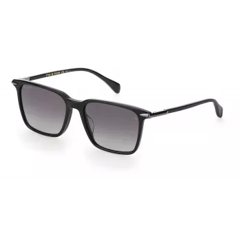 Óculos de sol de homem RAG&BONE RNB5028GS8075, quadrados, armação de acetato preta, lentes cinzentas degradê, 55 mm