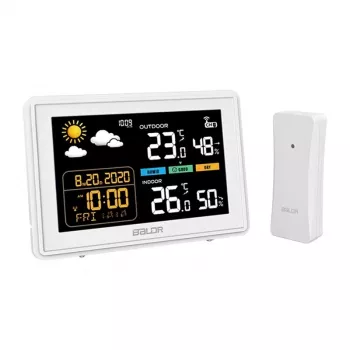 RAINPOINT Baldrtherm B0359WST2H2PR Estação meteorológica com sensor exterior – LCD a cores, 433 MHz, 3 sensores