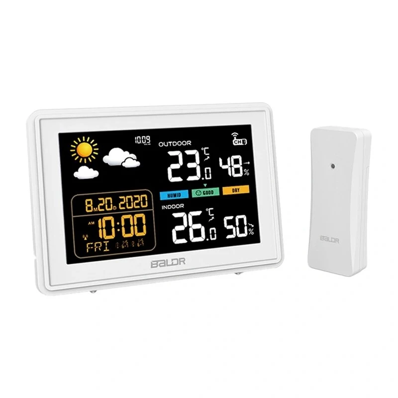 RAINPOINT Baldrtherm B0359WST2H2PR Estação meteorológica com sensor exterior – LCD a cores, 433 MHz, 3 sensores
