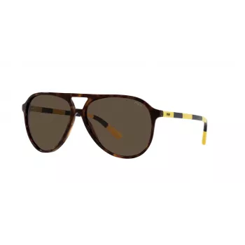 Óculos de sol Ralph Lauren PH4173-500373 para homem, retangulares, Havana, lentes castanhas, 59/14/140 mm