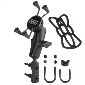 Suporte de telemóvel X-Grip para guiador de mota RAM MOUNTS com base em U (RAM-B-174-UN7)