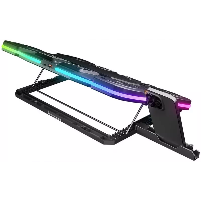Base de arrefecimento para portátil gaming Rampage GLACIERS50 14-17 polegadas, 2600RPM, preto