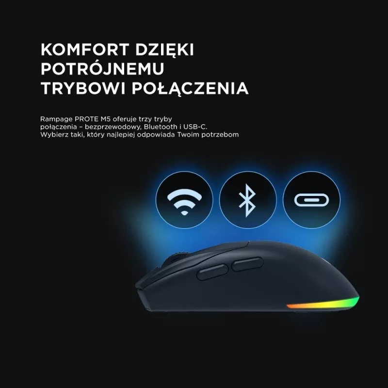 Rato gaming Rampage Prote M5 24000 DPI RGB LED 1kHz preto