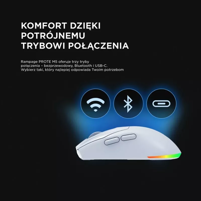 Rato gaming Rampage Prote M5 24000 DPI RGB LED 1kHz branco
