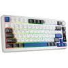 Rampage Quell Pro Teclado mecânico wireless 75% com ecrã TFT, Gasket Mount, Hot-Swap, 2.4G + BT, branco
