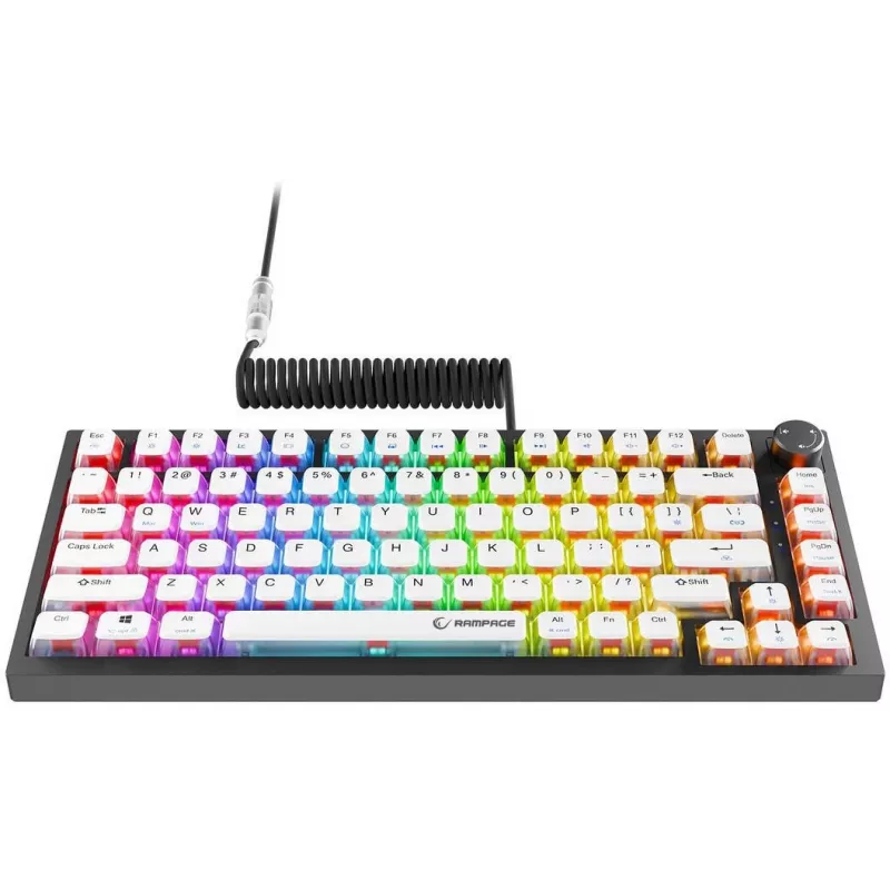 Teclado gaming com fios Rampage Zenith Pro 8000Hz, efeito Hall, RGB, Gateron KS-20, preto