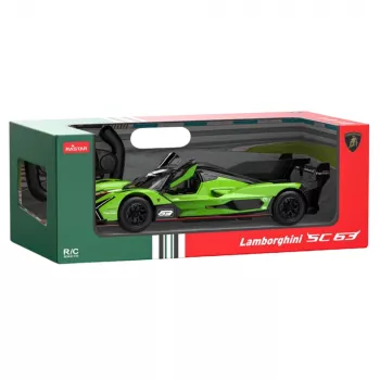 Carro de corrida RC Rastar Lamborghini SC63 com controlo remoto verde 1:14