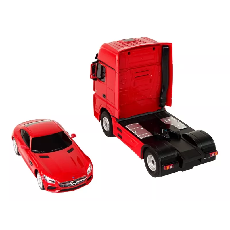 RASTAR Camião de reboque R/C Mercedes-Benz 1:26 vermelho