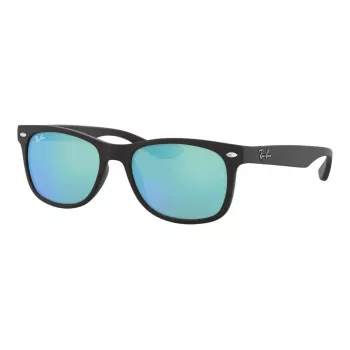 Óculos de sol Ray-Ban Junior RJ9052S100S55 - armação preta brilhante, lentes espelhadas azul-claro, 48 mm