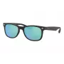 Óculos de sol Ray-Ban Junior RJ9052S100S55 - armação preta brilhante, lentes espelhadas azul-claro, 48 mm