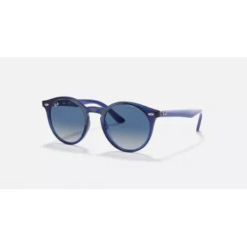Óculos de sol de criança Ray-Ban Junior RJ9064S447062, armação azul transparente, lentes cinzentas degradê, 44 mm