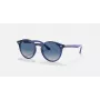 Óculos de sol de criança Ray-Ban Junior RJ9064S447062, armação azul transparente, lentes cinzentas degradê, 44 mm