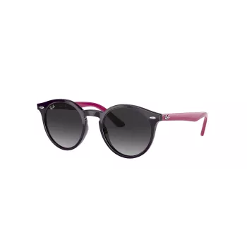Óculos de sol Ray-Ban Junior RJ9064S70218G criança, redondos, armação rosa transparente, lentes cinzentas degradê, 44 mm