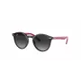 Óculos de sol Ray-Ban Junior RJ9064S70218G criança, redondos, armação rosa transparente, lentes cinzentas degradê, 44 mm