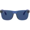 Ray-Ban Junior RJ9069S706080 óculos de sol de criança Phantos azul transparente cinzento Classic 48mm