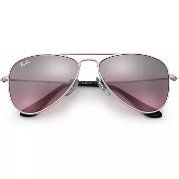 Óculos de sol de criança Ray-Ban Junior RJ9506S2117E5, retangulares, armação rosa transparente, lentes rosa degradê castanho-claro, 52/14/125 mm