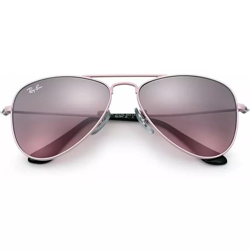 Óculos de sol de criança Ray-Ban Junior RJ9506S2117E5, retangulares, armação rosa transparente, lentes rosa degradê castanho-claro, 52/14/125 mm
